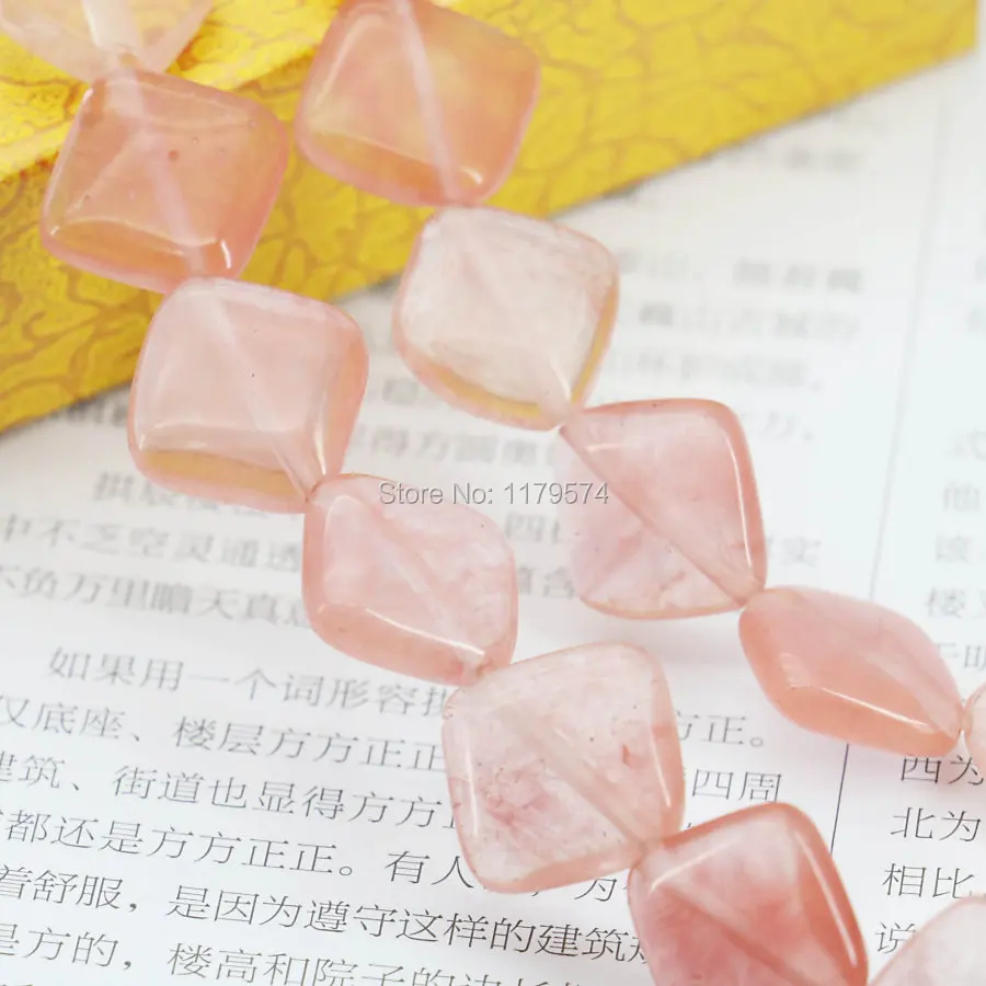 14mm Pink Watermelon Tourmaline Square Diagonal Accessories Craft Loose Beads Natural Stone Fashion Jewelry Making Design 15inch | Украшения
