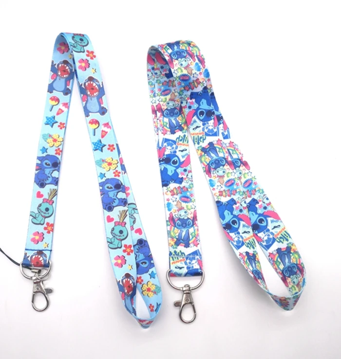 

10 pcs cartoon mixed stitch and Lilo Neck Strap Lanyard keys ID Card Mobile DIY Keychains Lanyards Favors