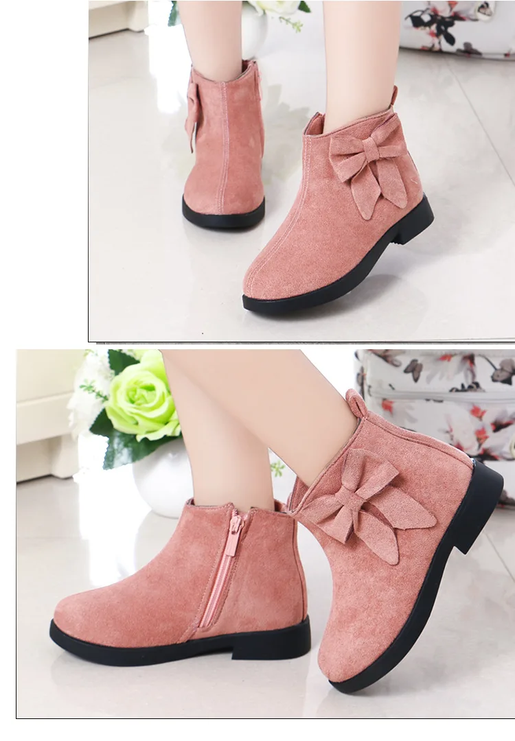 Mumoresp/осенне-зимние ботинки для девочек модные резиновые сапоги для детей, детские ботильоны Милая шикарная обувь принцессы с большим бантом