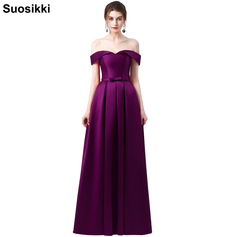 Suosikki, Новое поступление, вечерние платья, длинное вечернее платье, платье для выпускного вечера, атласные платья, vestidos de festa - Цвет: Purple