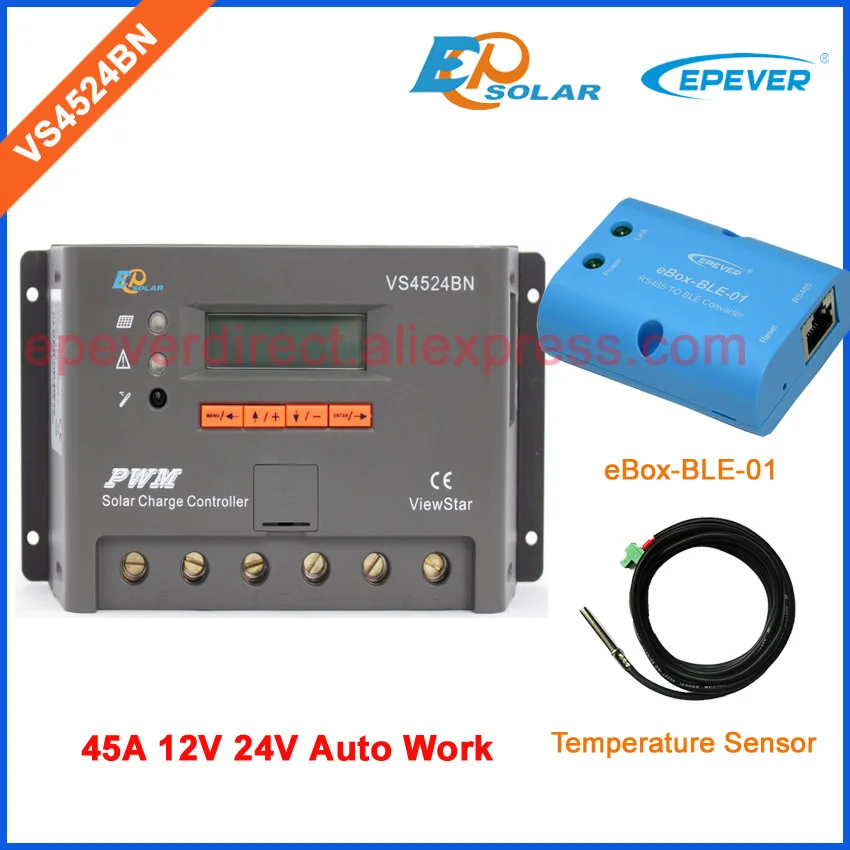 

PWM EPEVER new EPsolar product VS4524BN temp sensor and eBOX-BLE-01 bluetooth Solar portable controller 45A 45AMP 24V