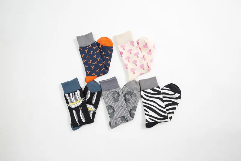 Новые цветные носки с узором сардины, леденцы, омары, черепа, черно-белые полосатые хлопковые носки для отдыха