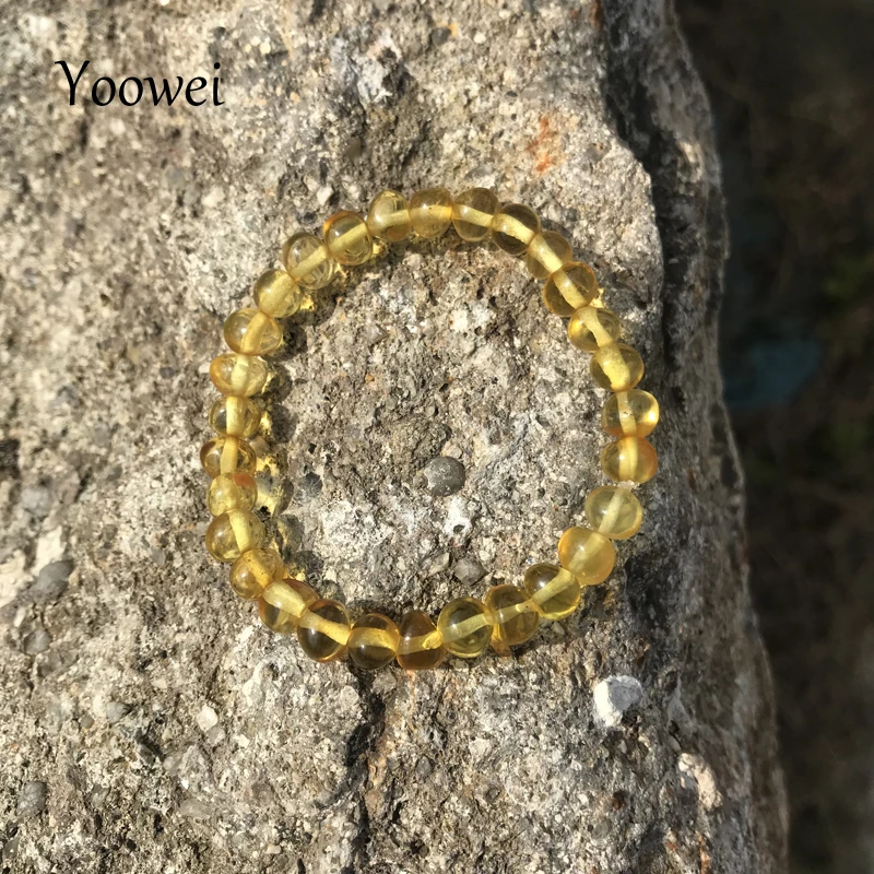 

Yoowei Natural Amber Bracelet Anklet Handmade Original Beads with Gemstone Amethyst diy Baltic Amber Stretch Jewelry Wholesale