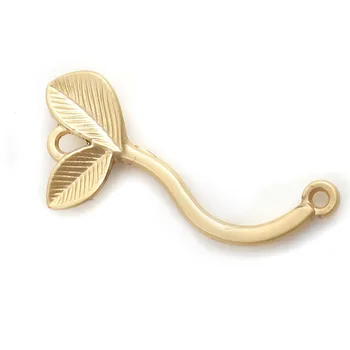 

Doreen Box Zinc Based Alloy Connectors Leaf Matt Gold Color Jewelry Accessories Findings 31mm(1 2/8") x 17mm( 5/8"), 10 PCs