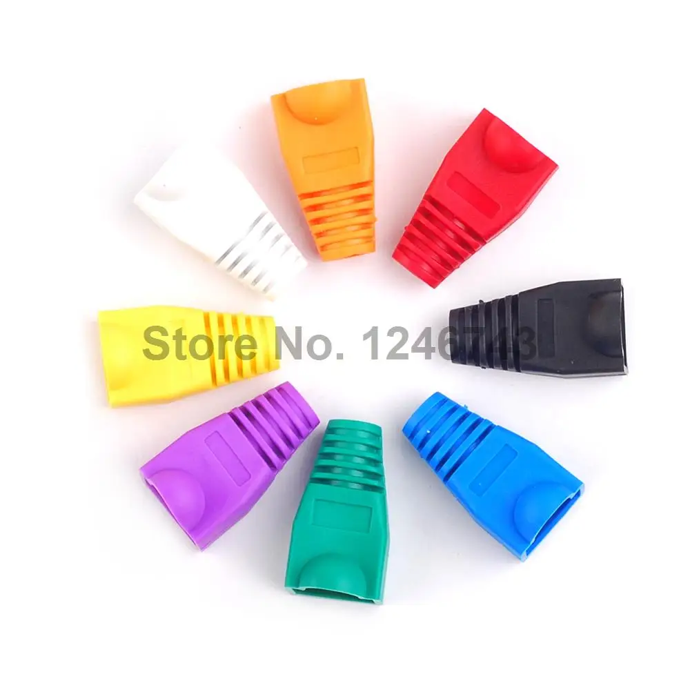 40PCS RJ45 Connector Caps cat5 cat5e cat6 Multicolour Sheath Protective Sleeve for Network Connectors Ethernet Cable 8 Color*5pc