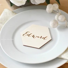 24 шт./партия пользовательское имя шестиугольник Diamond персонализированные Юбилей душа ребенка день рождения вечерние украшения деревянный номер столика Свадебные