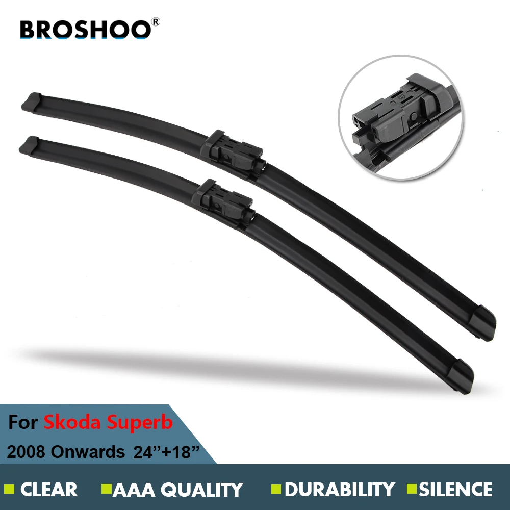 BROSHOO Car Windscreen Wiper Blade For Skoda Superb(2008 ),24+18 Inch 1Pair Soft Rubber