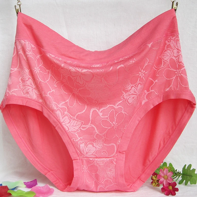 

2018 New Arrival sexy briefs women lace printing Bamboo fiber Plus size 6XL women's underwear woman mother panties