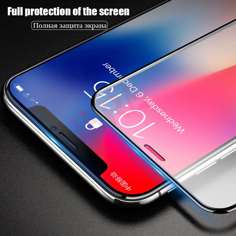 9D полное покрытие краев закаленное стекло для iPhone X 7 6 8 Plus изогнутая Защитная