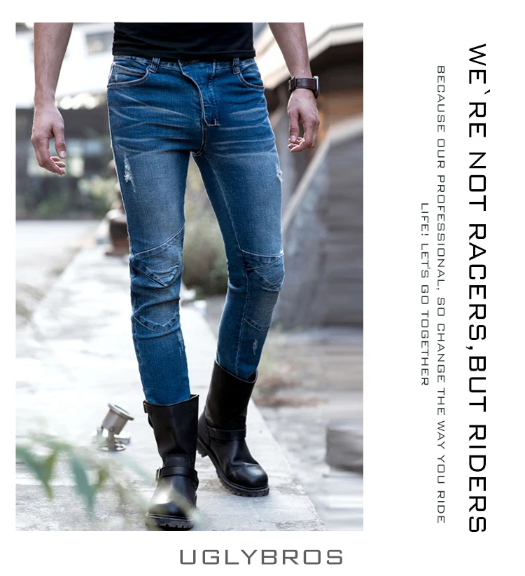 Новые крутые джинсы uglyBROS vegas 05 со скрытой стороной колена мотоциклетные джинсы брюки