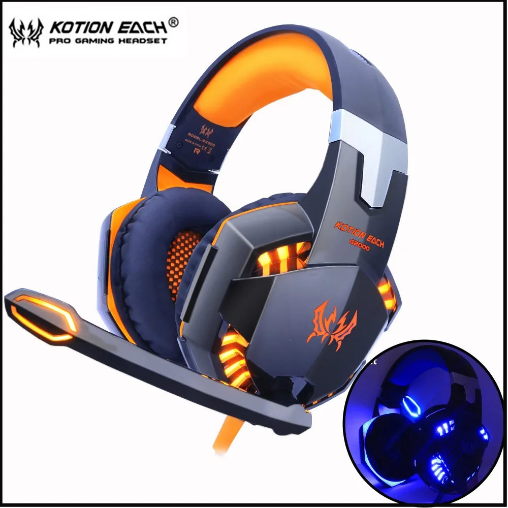 Скидка KOTION каждый Gaming Headset игра наушники глубокий бас стерео наушники с светодиодный свет микрофон для портативных ПК PS4 Xbox