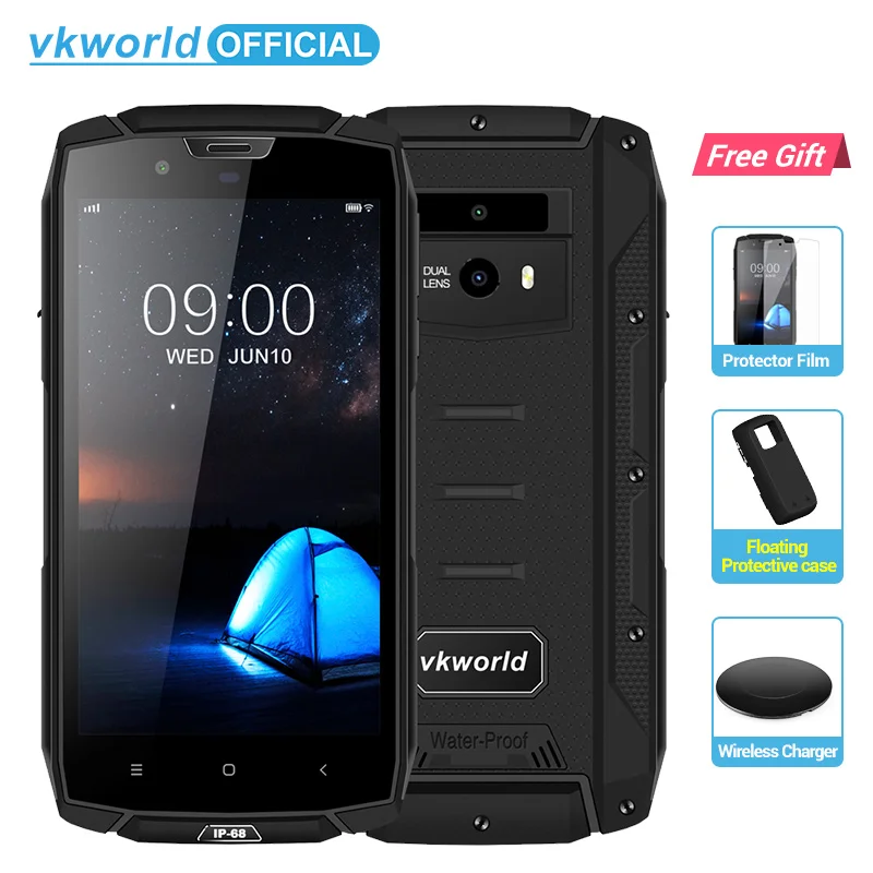 VKworld VK7000 IP68 водонепроницаемый смартфон 5," MTK6750T Восьмиядерный Android 8,0 мобильный телефон с двумя sim-картами отпечаток пальца 4 Гб ram 64 Гб rom