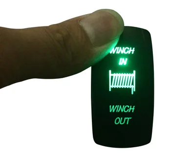 

Marine Boat Car Winch In/out Rocker Switch (On)-off-(on) Momentary GREEN LED Dpdt/7p 12v/24v