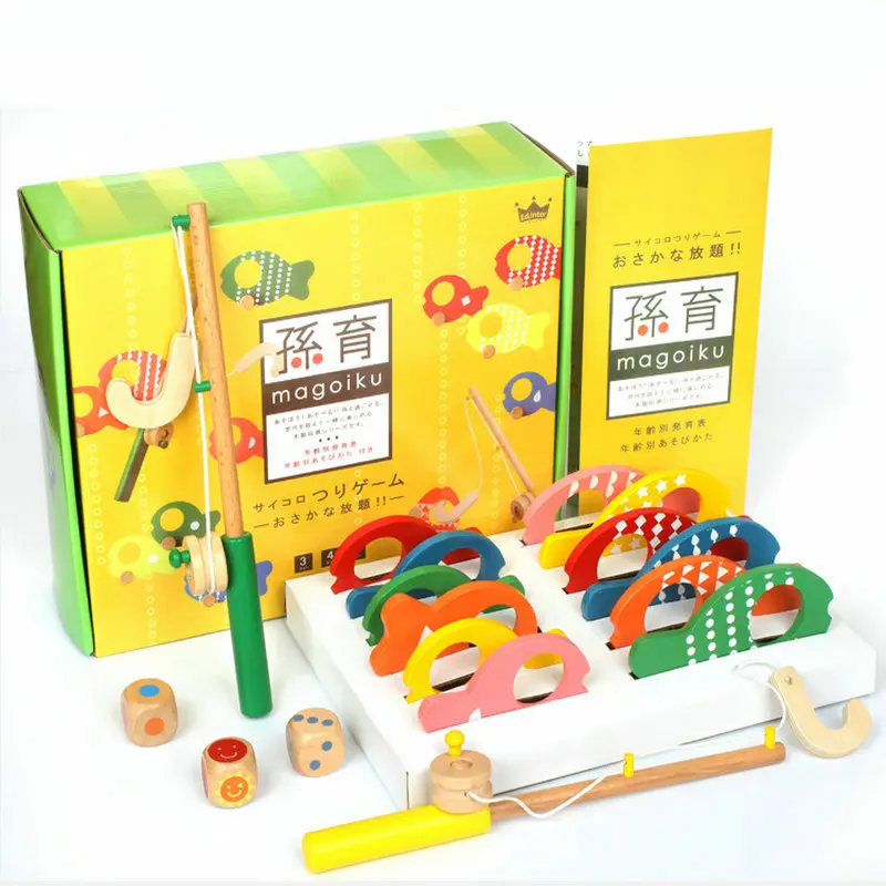 

Three in one wooden fishing game parent-child desktop toys, Wood Puzzle Children's fishing game set, Kids Table Game Pretend toy