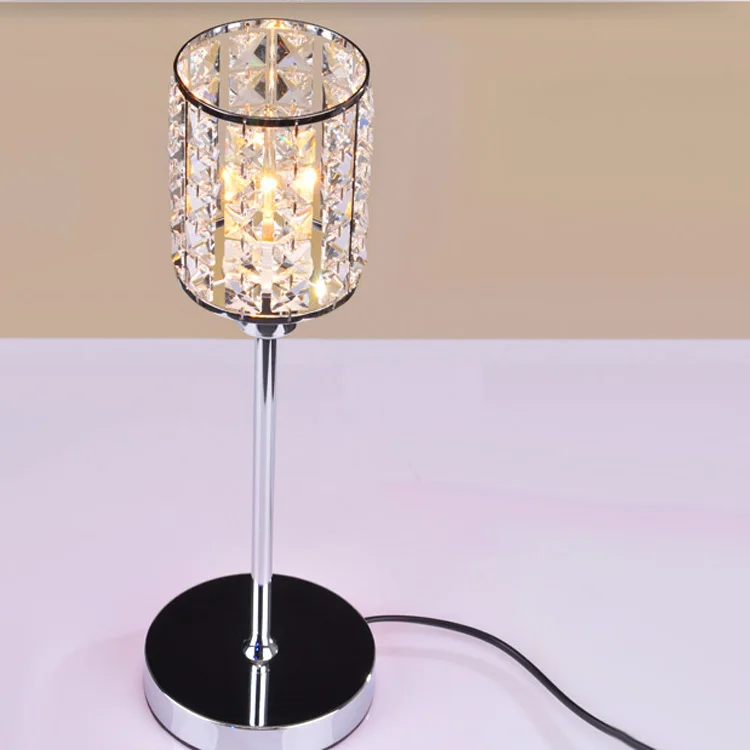 Современная хрустальная лампа для прикроватной тумбы, хромированная стильная барная стойка стол, светильник для освещения, креативная настольная лампа для Кабинета
