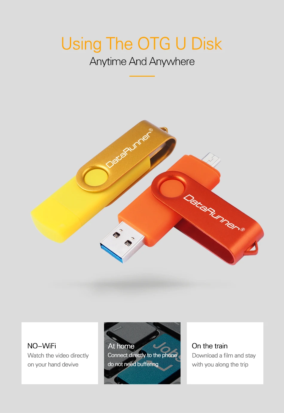 DataRunner OTG USB флеш-накопитель 256 ГБ 128 ГБ высокоскоростная Usb флешка 3,0 флеш-накопитель 64 ГБ 32 ГБ 16 ГБ 8 ГБ Флешка для смартфонов на базе Android