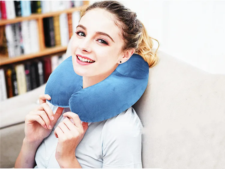 

U-Shape Travel Pillow For Airplane Inflatable Neck Pillow Travel Accessories 4 Colors Comfortable Pillows For Sleep Home Textile