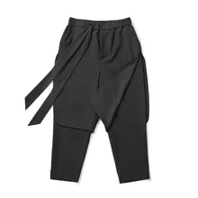 Настраиваемые haren Брюки для девочек метросексуальный Корейский волос стилист личность универсальные Ложные два фута узкие брюки девять Досуг клуб