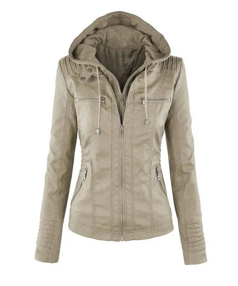 Винтажная кожаная куртка, большие размеры, женские модные куртки с капюшоном и пальто, осенние короткие простые chaqueta cuero mujer C70802
