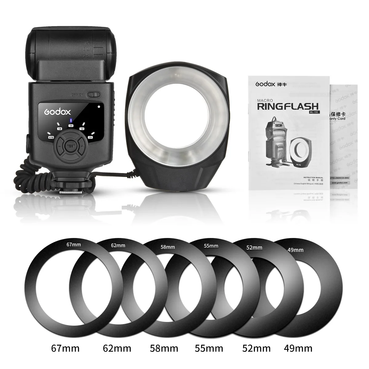 Godox ML 150 GN10 49 52 55 58 62 67 мм переходное кольцо для объектива макрокольцо Вспышка Speedlite