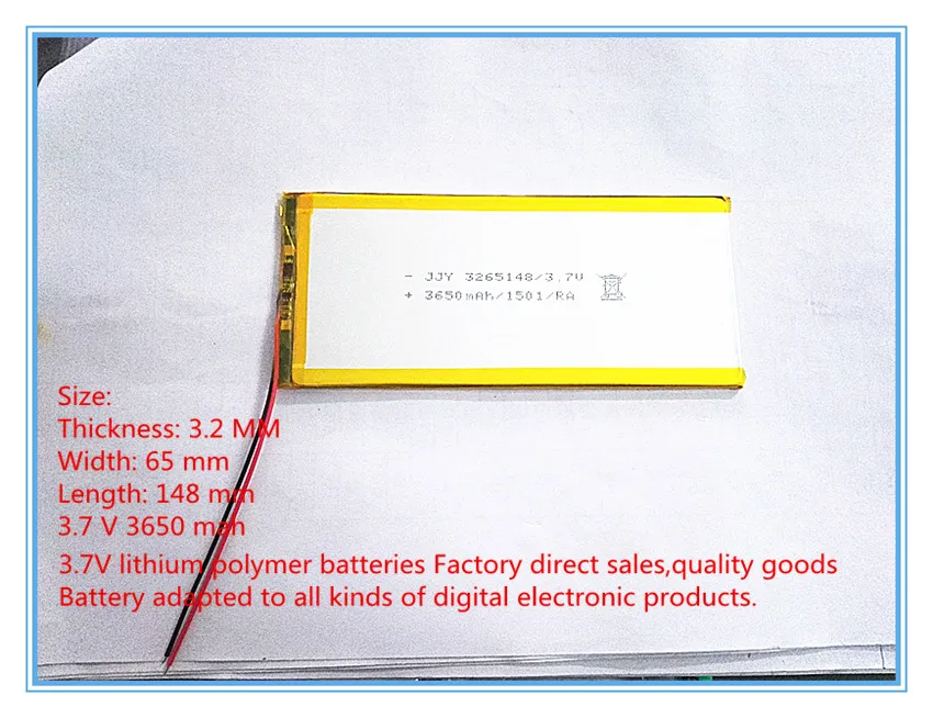 

Liter energy battery best battery brand chi for hi8 3265148 3650ma polymer lithium battery 3.7V tablets