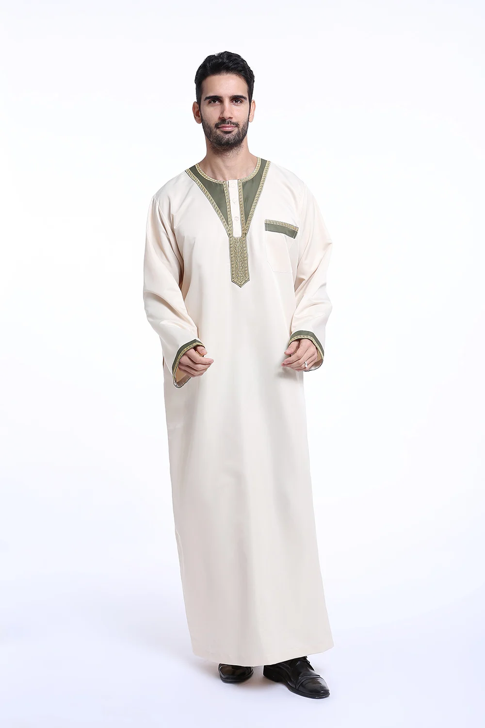 Hot hombres dubai abaya musulmán de manga larga hombre vestido de