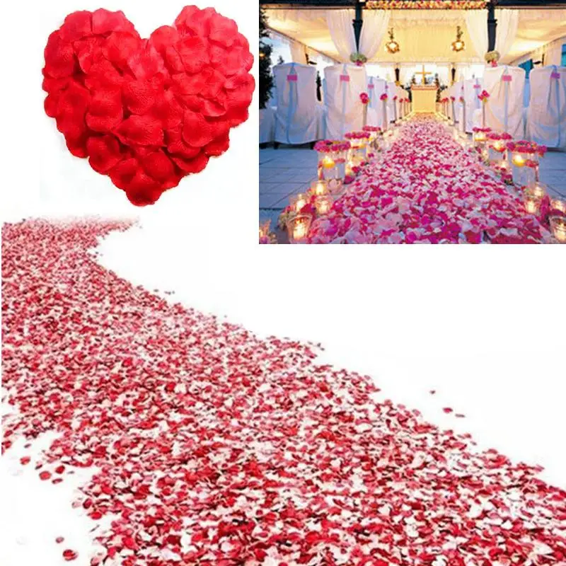 1000pcs Lifelike Artificial Silk Red Rose Petals Decorations for Wedding Party Festival Decor