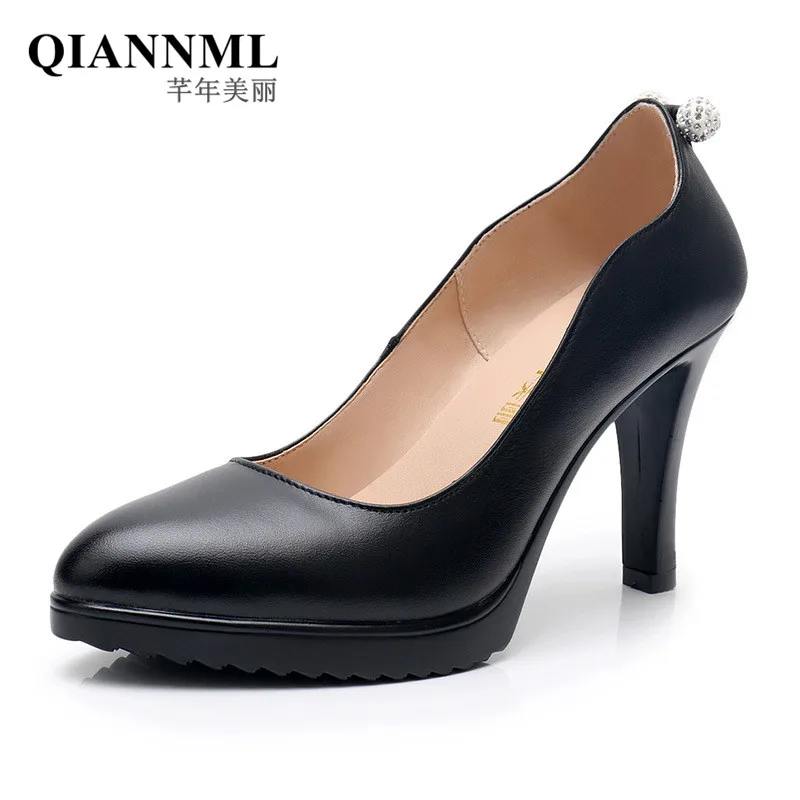 

Big Size 33-43 Pearl Platform Shoes Woman Heels 2019 Fall Elegant Women Office Shoes High Heels Pumps Wedding Shoes Ladies