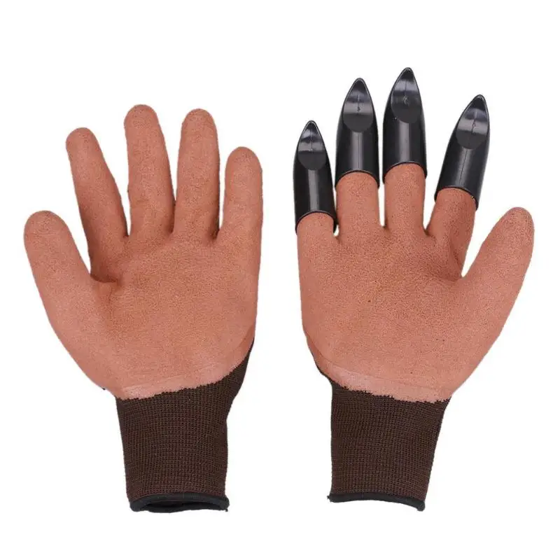 Practical 1 Pair Garden Gloves 4 ABS Plastic Garden Rubber Gloves With Claws for Household Greenhouse Digging