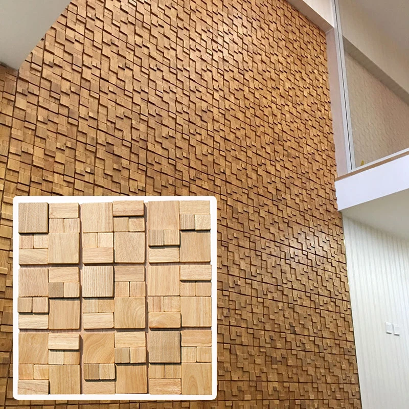 

TV background wall wood wall sticker small square cube real wood mosaic door shop master bedroom wall wooden decoration carpet