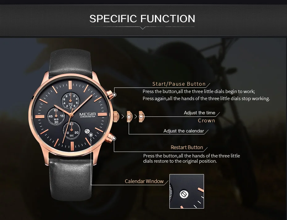 MONDO -  Men's Classic Wrist Watch with Leather and Quartz