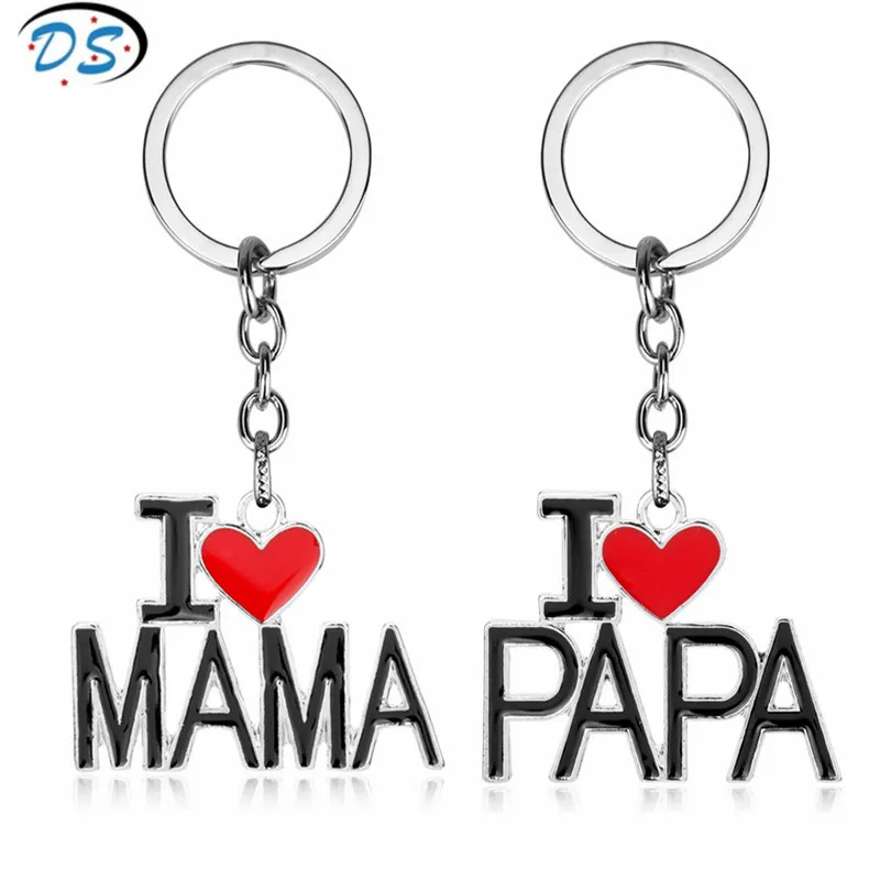 Dongsheng jewelry брелок I Love Papa или Mama (Я люблю сплава с буквенным принтом в форме сердца