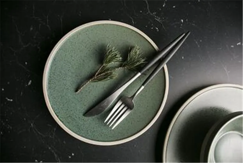KINGLANG, западный стиль, керамическая Зеленая мята, кристаллическая посуда, домашняя тарелка для фруктов, паста, блюдо для стейка, обеденная тарелка