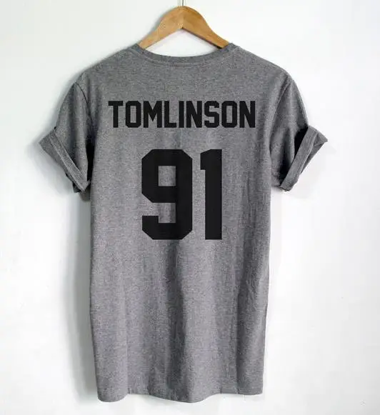 Louis Tomlinson 91 Back Letters Print Women T shirt Cotton Casual Funny Shirt For Lady Black Gray White Top Tee Hipster T-96