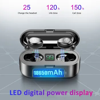 

F9 TWS Smart Touch Wireless Earphones Bluetooth Earphone 5.0 Earbuds led display 8D Stereo Headset With 2000 MAh Charging Box