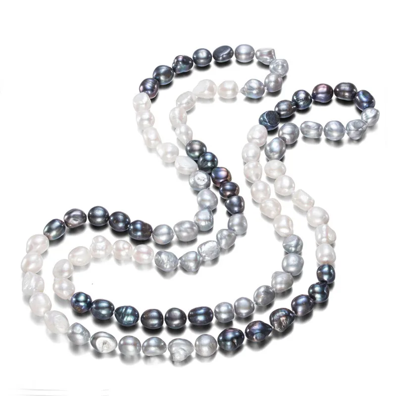 

SNH 2017 47inches Long Pearl Necklace High Guality 10-11mm Natural Freshwater Pearl Double Love Necklace Jewelry For Women