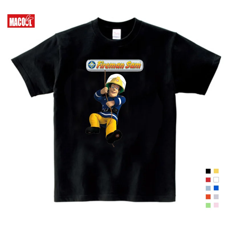 

Children Hot Cartoon Fireman Sam Print Tee Tops Clothes For Kid Short Sleeve T-shirts Boy Girls 100%Cotton T-shirt Costume