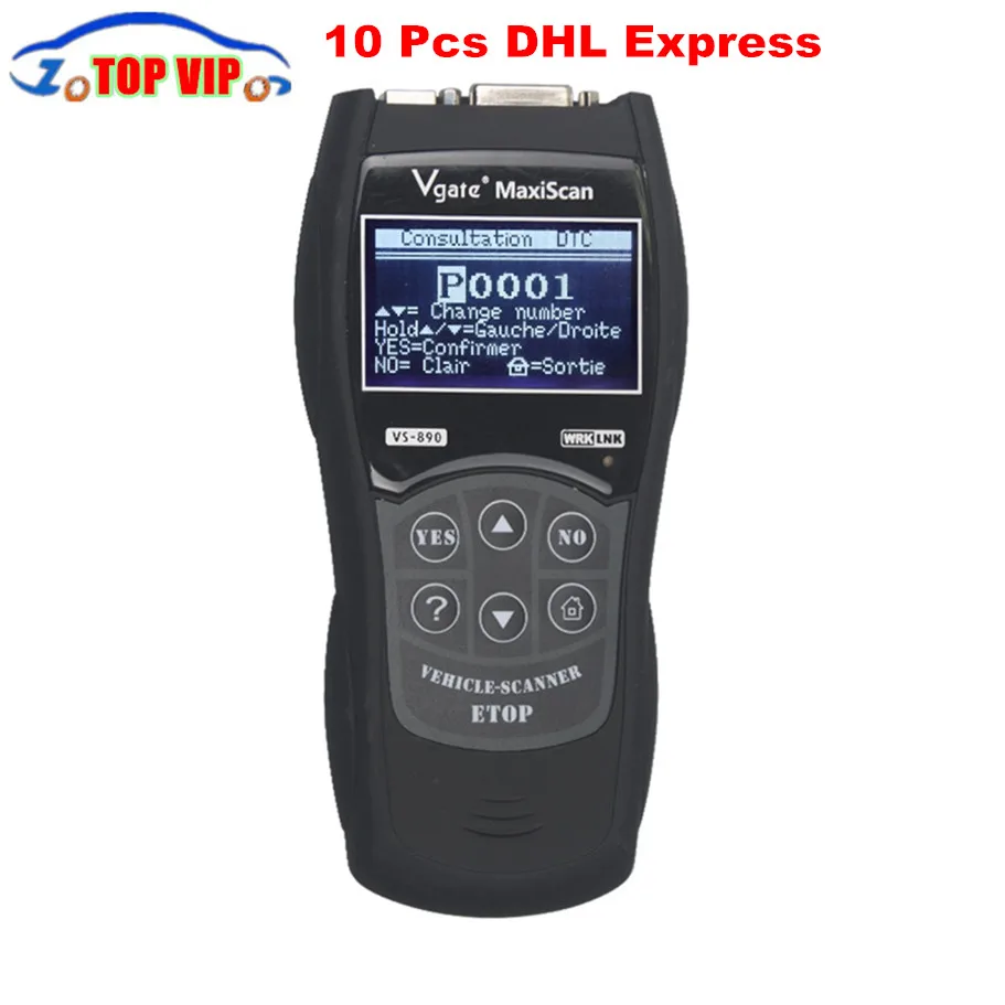 

DHL 10 pcs/lot New OBD 2 Automotive Scanner Vgate VS890 OBD2 Autoscanner MaxiScan VS890 OBD2 Scanner Support Multi-Brands Cars