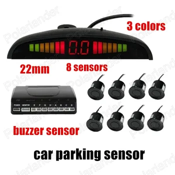 

Car Color LED Display Parking sensor auto Reverse sensor Backup Radar System 8 Sensors 3 colors Free Shipping buzzer sensor