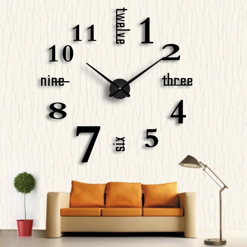 Grande Orologio Da Parete Design Moderno FAI DA TE Orologi per Soggiorno Art Decor Adesivi 3D