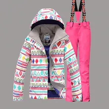 Зимняя куртка брюки Gsou снег водонепроницаемый ветрозащитный тепловой дышащий Лыжный Сноуборд Верхняя спортивная одежда пальто брюки набор для езды