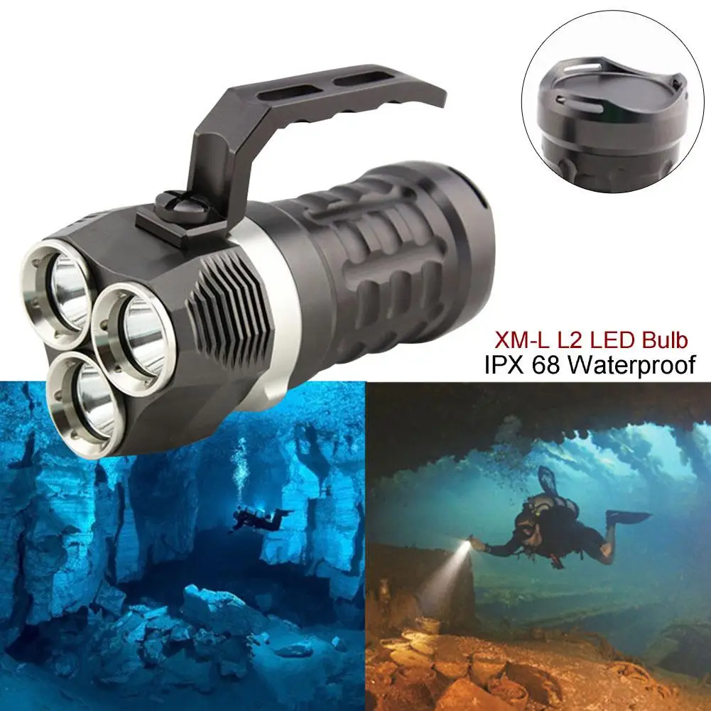 High Power Underwater 100m 3800 Lumens XM-L2 3 x LED Diving Flashlight Torch Lanterna Diving Flashlight Underwater Hunting