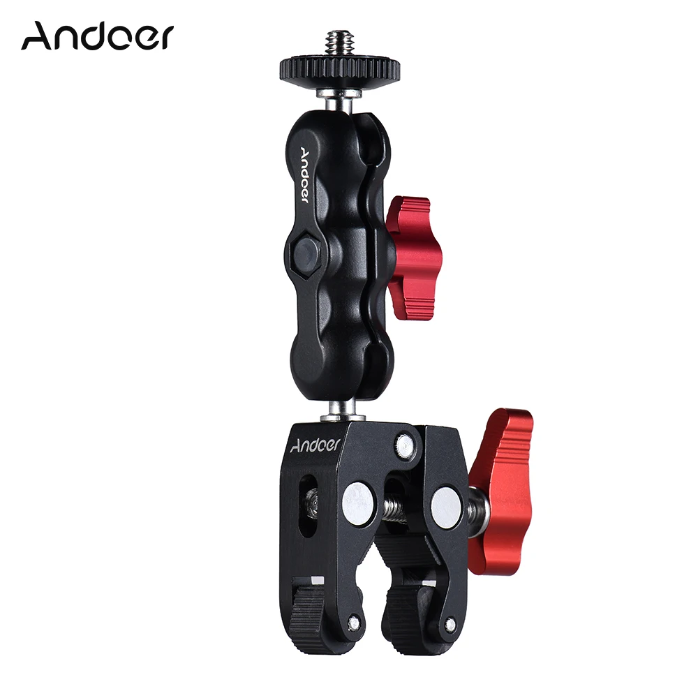 

High Quality Andoer Multi-function Ball Head Clamp Ball Mount Clamp MagicArm Super Clamp w/ 1/4"-20 Thread for GPS Phone Monitor