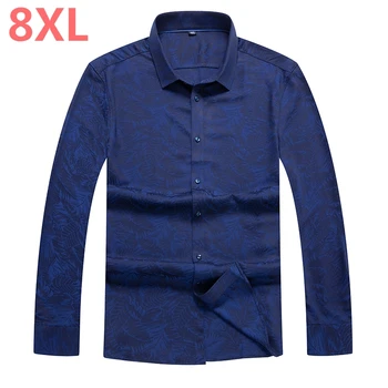 

10XL 8XL 6XL 5XL 4XL Cotton Autumn winte Loose Fit Casual Shirts long Sleeve print Shirt Social Men Dress Shirts chemise homme