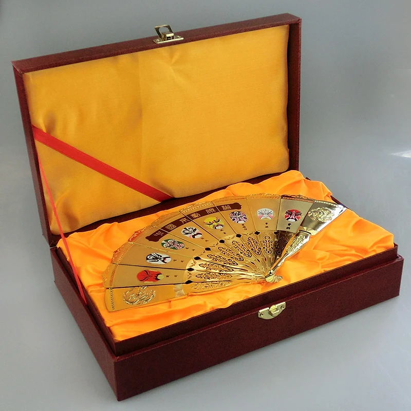 Gold - plated copper Fan Metal Ornament Craft stereo handicraft furnishing articles new vintage business gift Desktop home Decor Gold - plated copper Fan Metal Ornament Craft stereo handicraft furnishing articles new vintage business gift Desktop home Decor