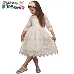 Весеннее кружевное платье с цветочной вышивкой для маленьких девочек Детские платья для девочек, вечерние бальные платья принцессы