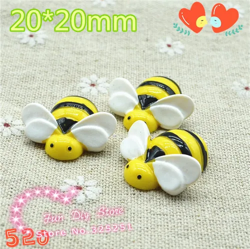 

50pcs kawaii wholesale resin flat back 3D bee 20*20mm smaller