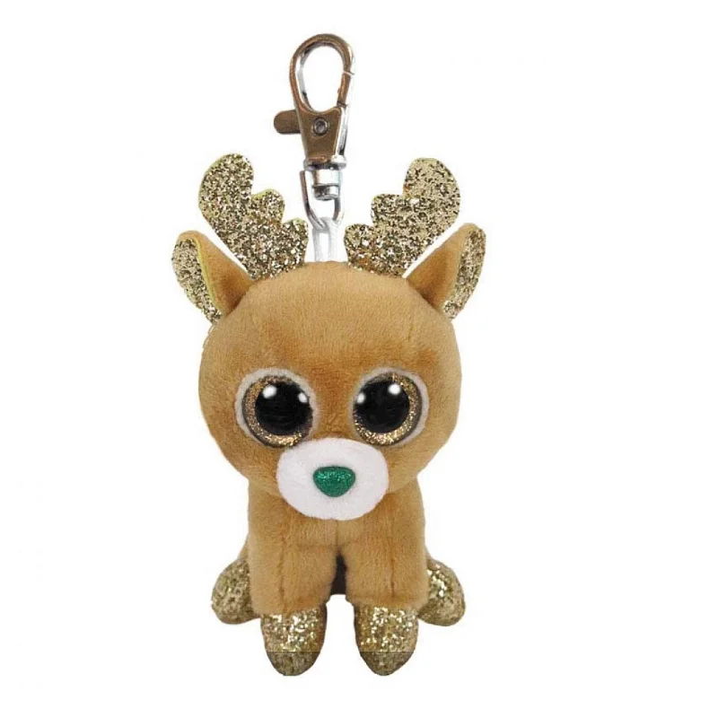 

Ty Beanie Babies Boos Glitzy The Christmas Reindeer Owl Boo Key Clip Plush Regular Soft Big-eyed Stuffed Animal Collection Doll