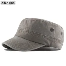 XdanqinX Новая мужская плоская кепка Промытые хлопковые армейские военные шапки регулируемый размер сетка срезанный язык шапка простая Мода папа шляпа