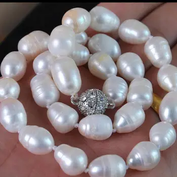 

NA select Colour Charming Hand Made Genuine Huge 10-11mm baroque pearl Necklace 17